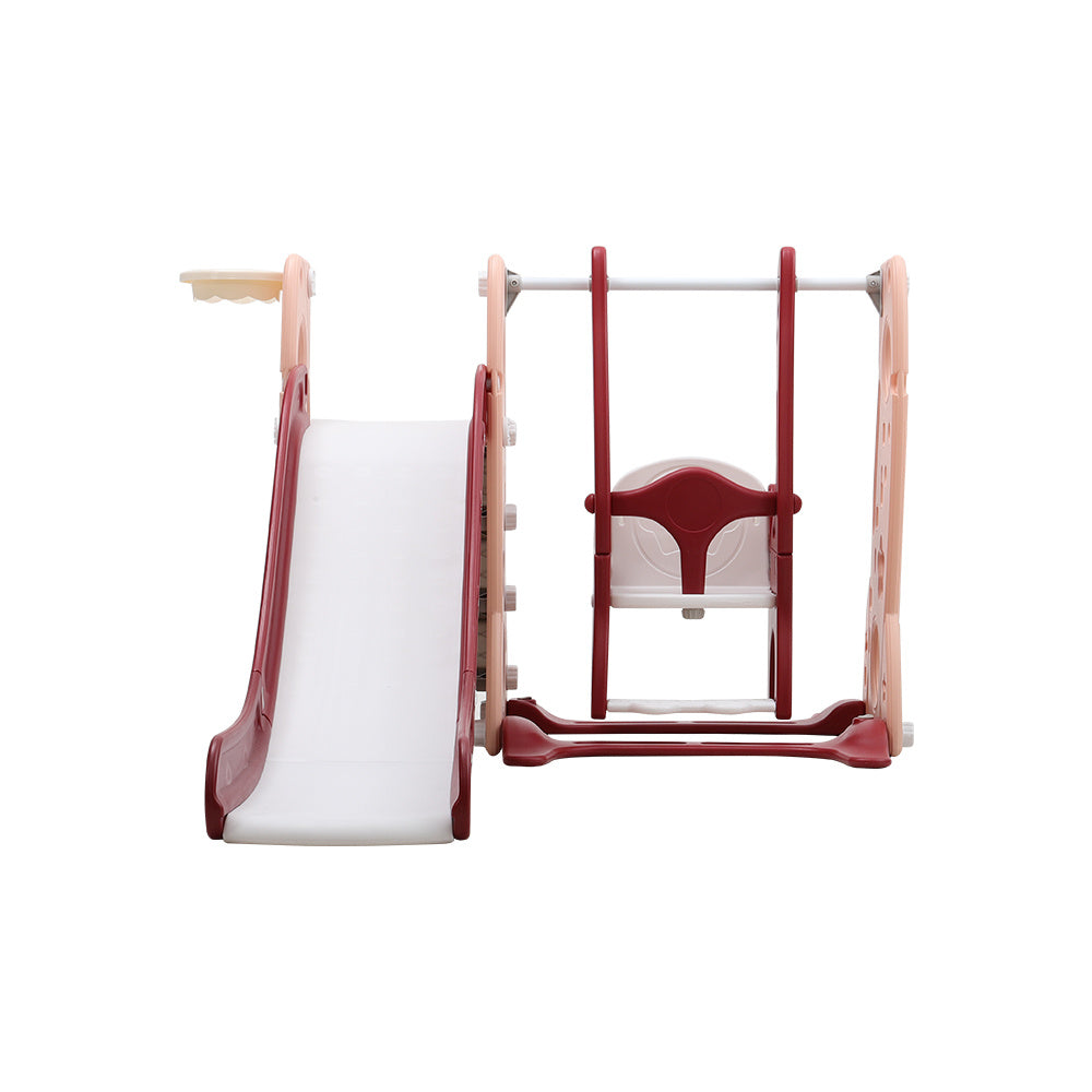 4-in-1 Toddler Climber and Swing with Basketball Hoop Kids Swing and Slide Set