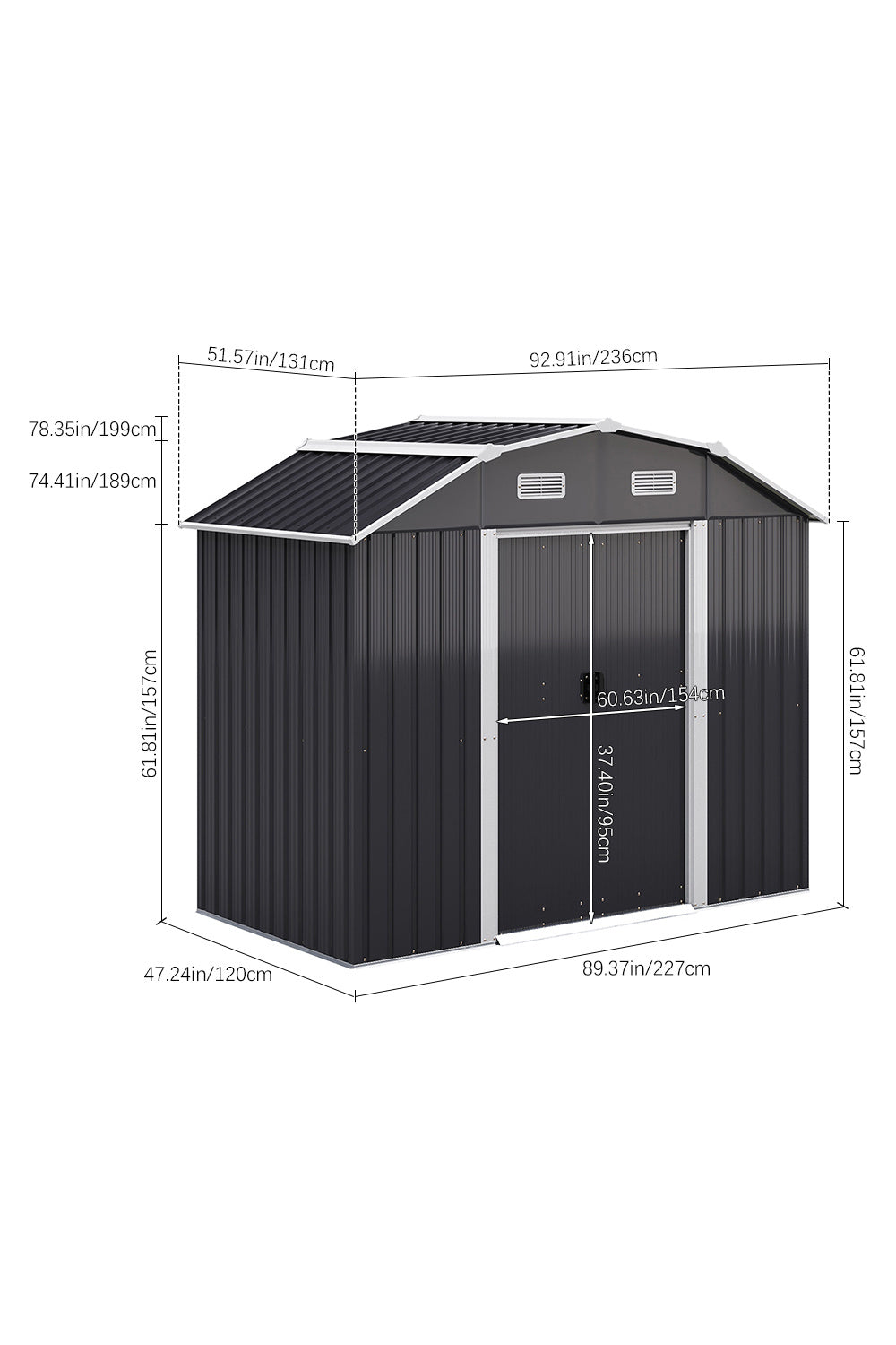 Large Galvanized Steel Acrylic Storage Shed