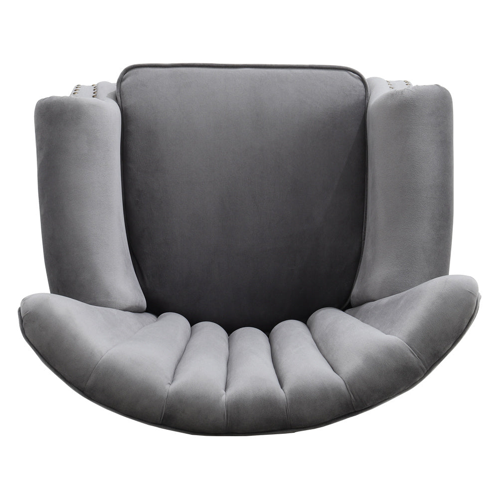 Green/Grey Velvet Channel Occasional Armchair Sofa Chair