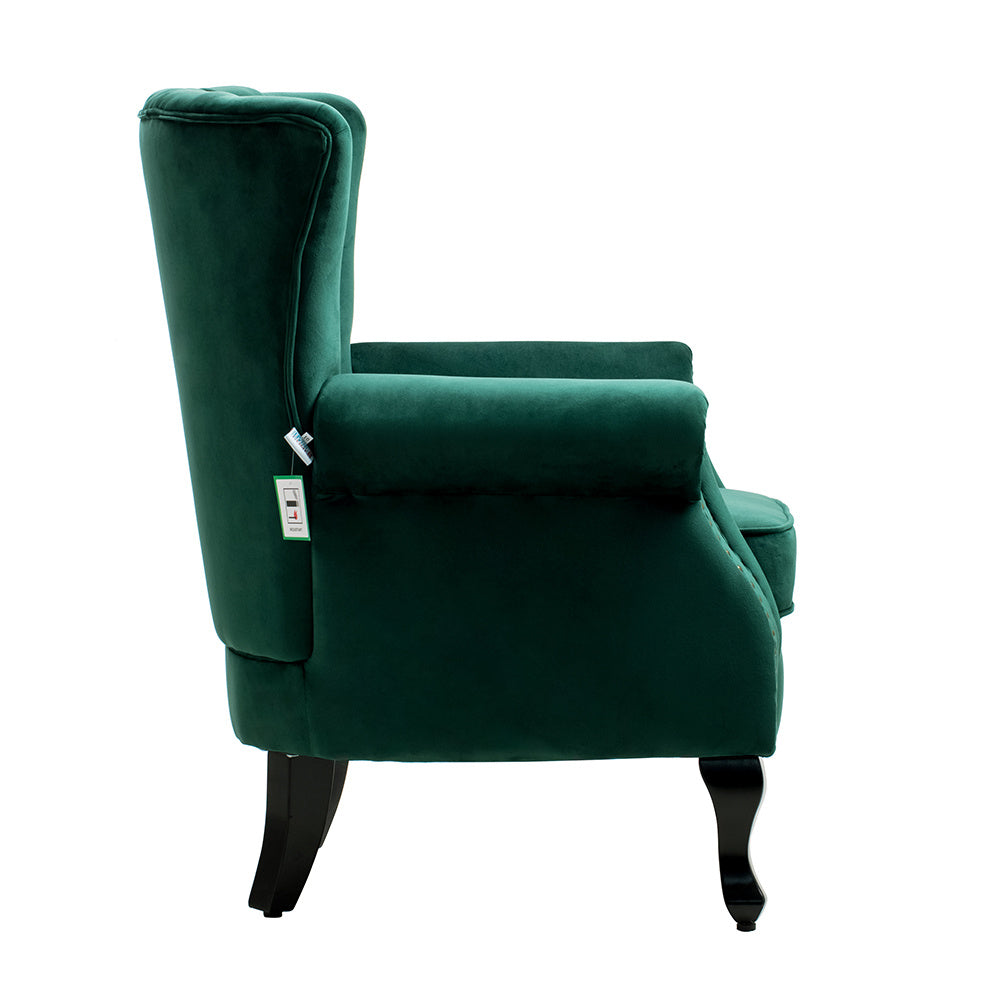 Green/Grey Velvet Channel Occasional Armchair Sofa Chair