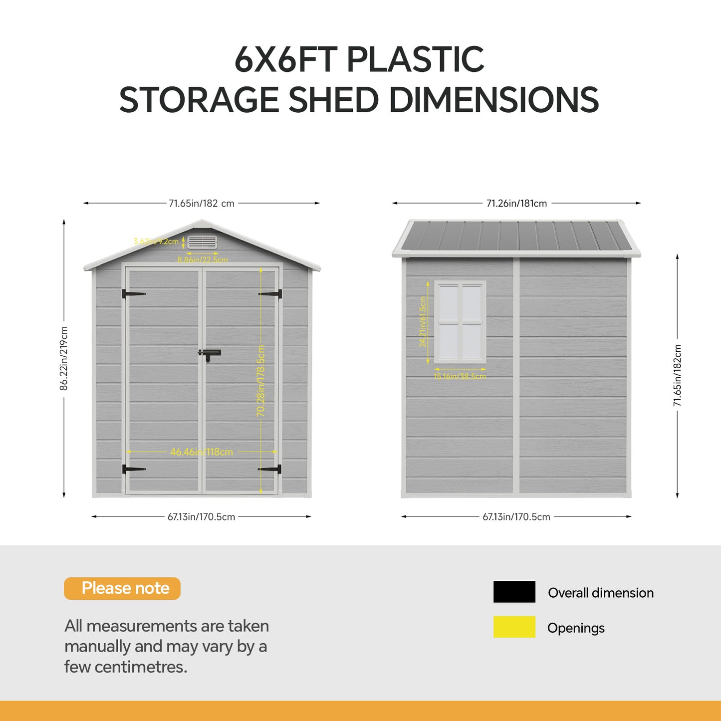 6x6 FT Outdoor Garden Plastic Storage Shed