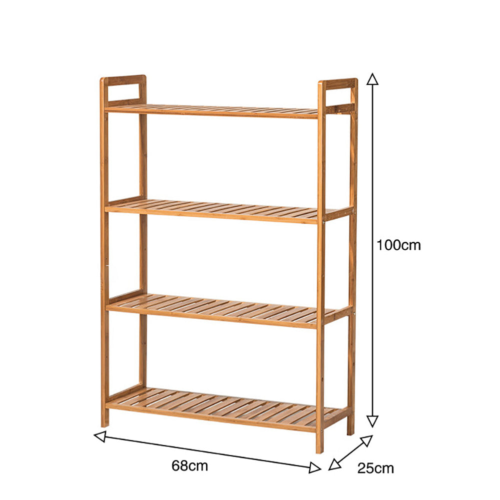 Tiered Bamboo Wood Book Storage Shelf