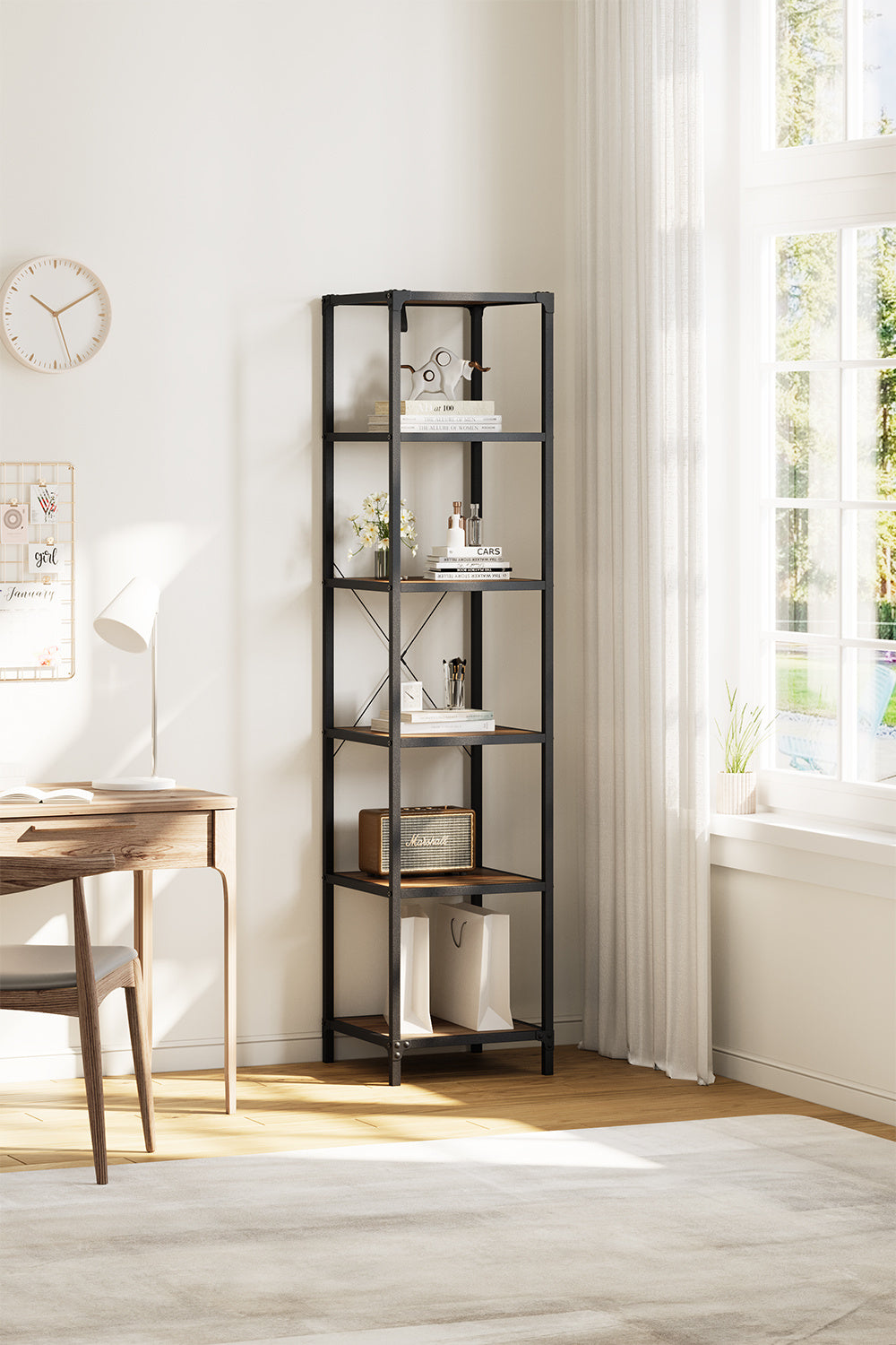 Industrial Style 6-Tier Bookshelf