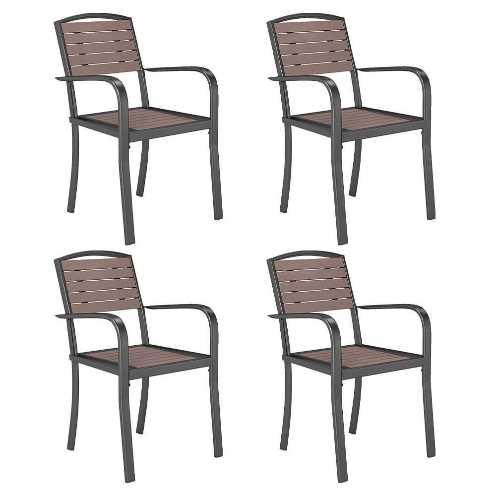 Wood Plastic Composite Outdoor Dining Armchairs Set of 4