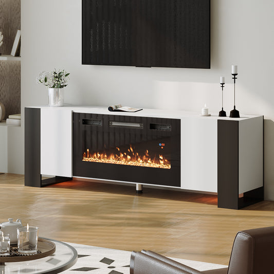 Recessed Electric Fireplace TV Stand with Remote Control