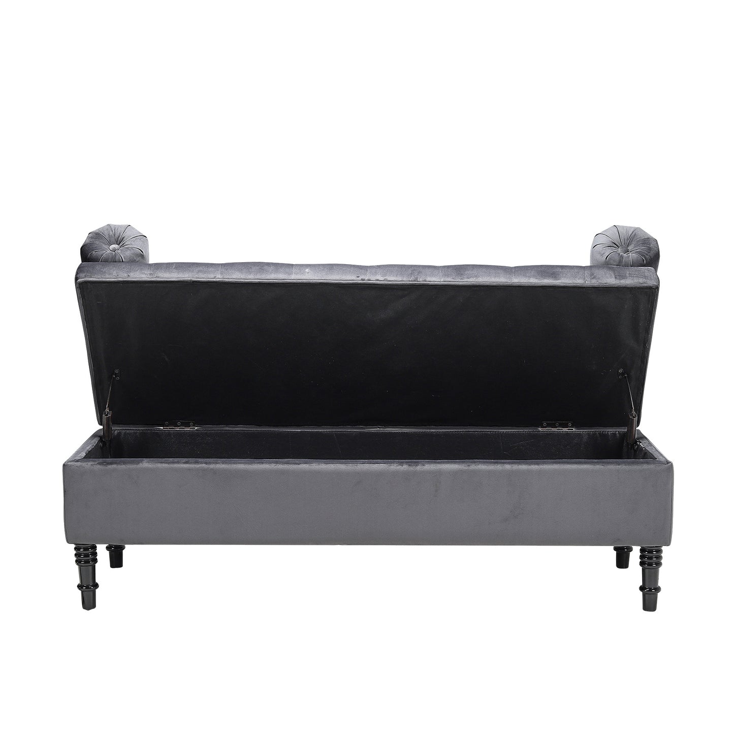 Grey/Beige Flip Top Storage Bench with Side Arms