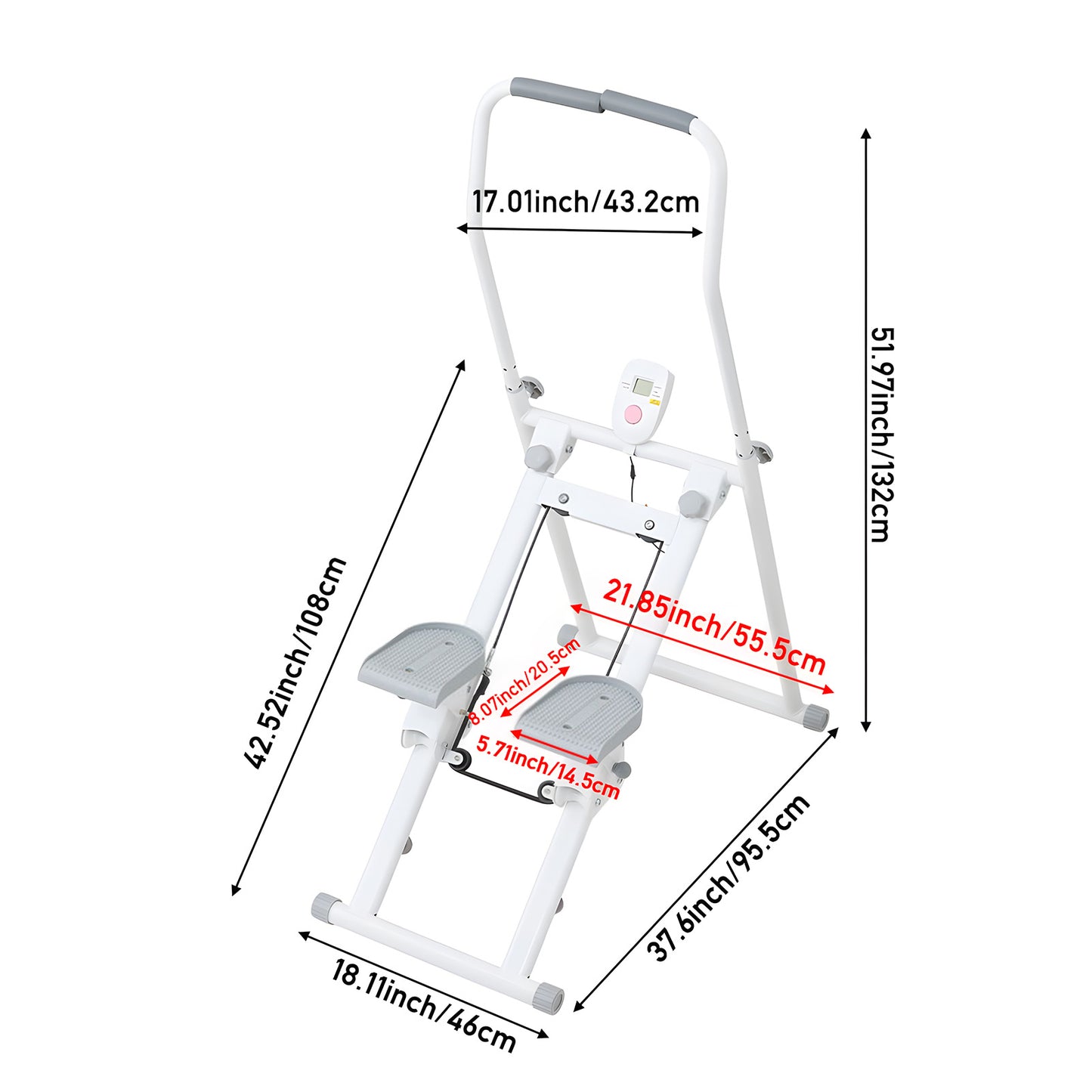 WhiteโGrey Step Climber Machine with Curved Grey Handrails