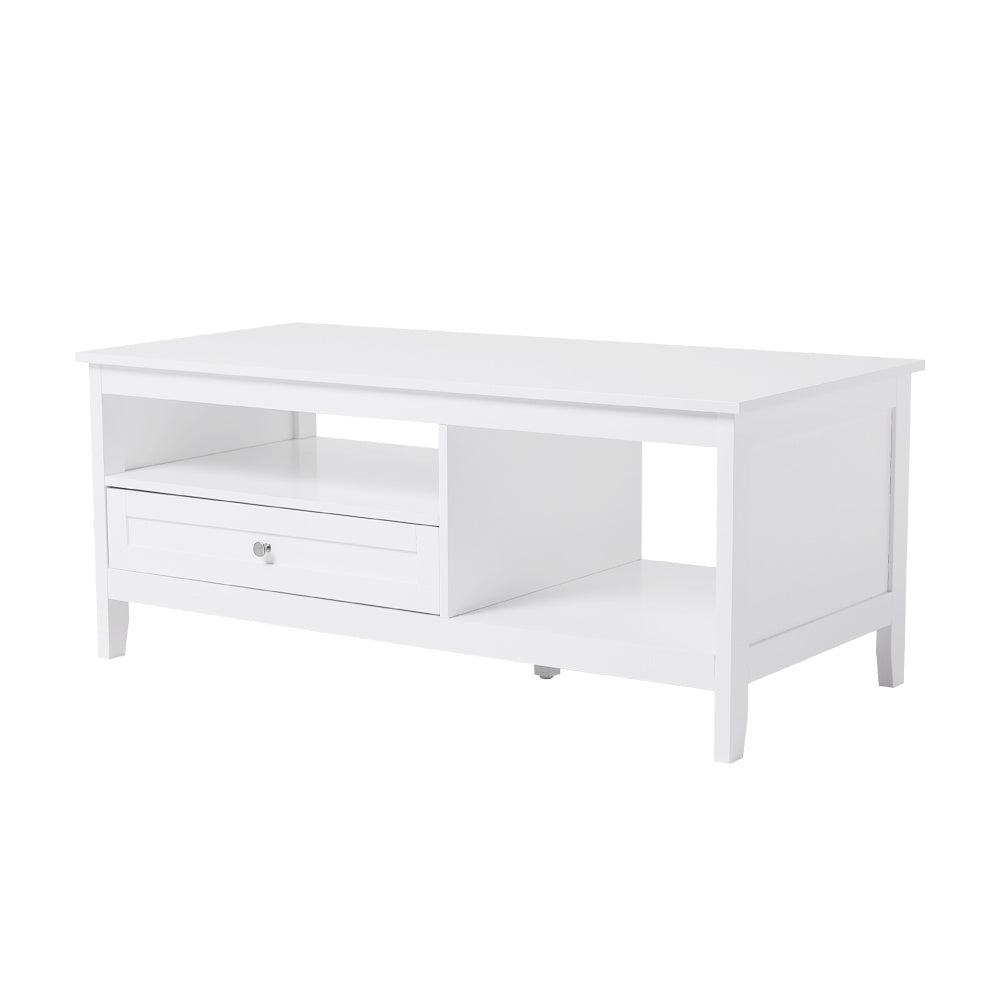 Classic White Coffee Table with Drawer