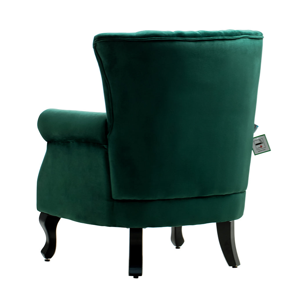 Green/Grey Velvet Channel Occasional Armchair Sofa Chair