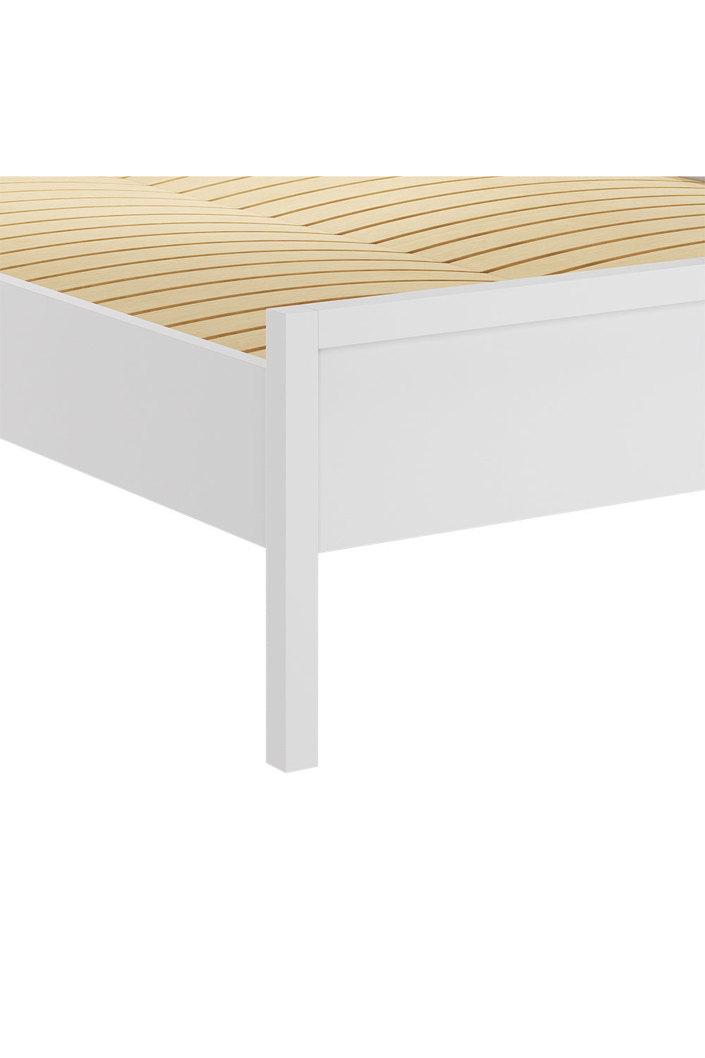White Striped Dual Row Wooden Bed Frame