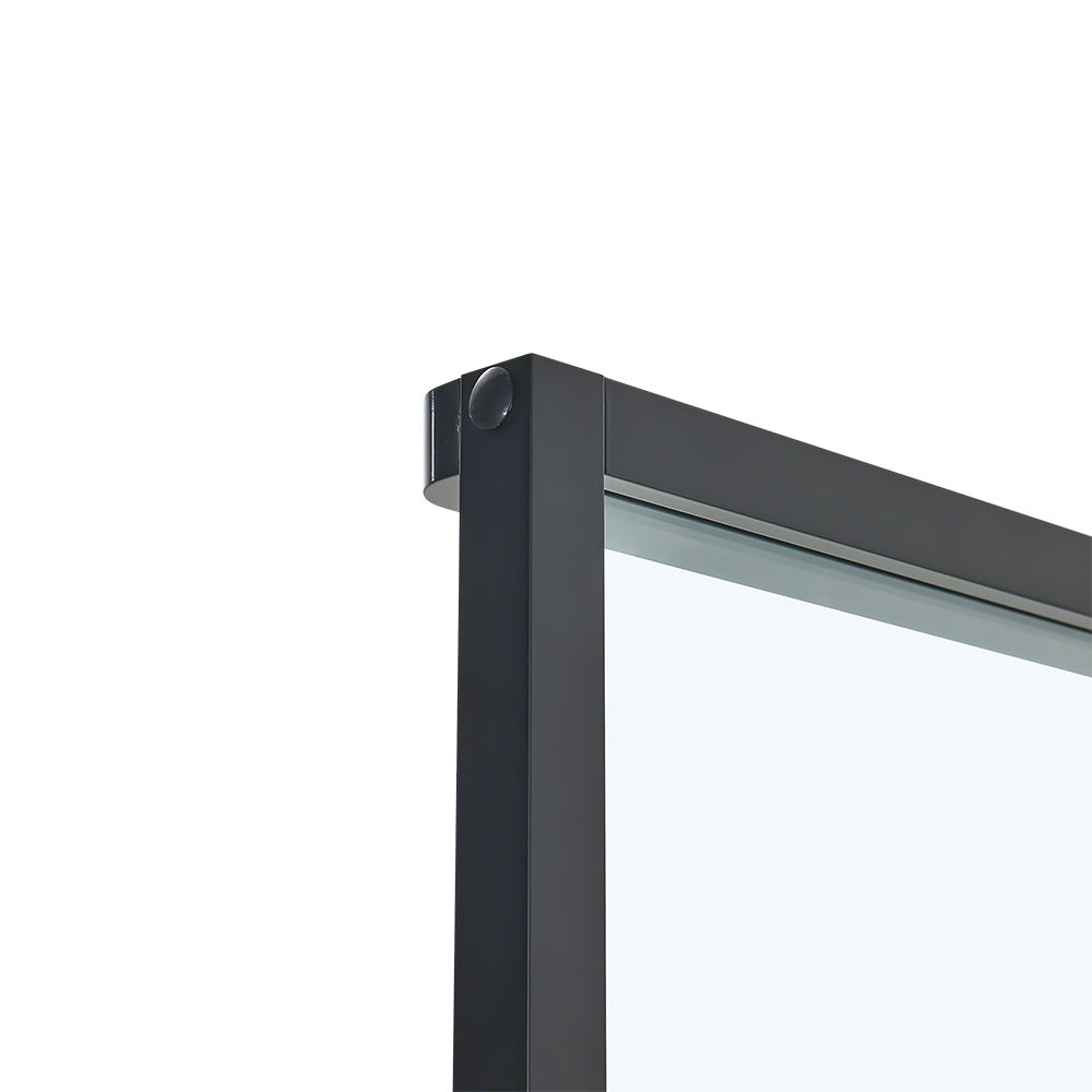 Clear and Smooth Glass Black Barn Door with Sliding Hardware Kit