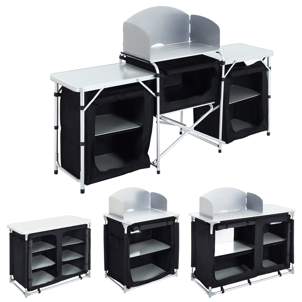 Black Camping Kitchen Stand Portable Storage