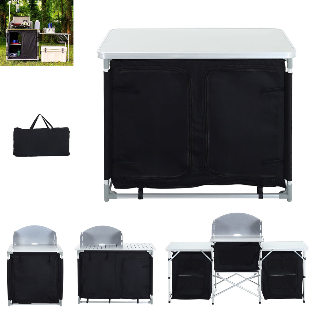 Black Camping Kitchen Stand Portable Storage