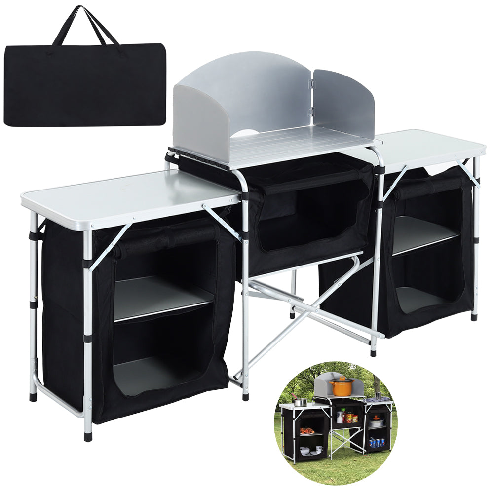 Black Camping Kitchen Stand Portable Storage