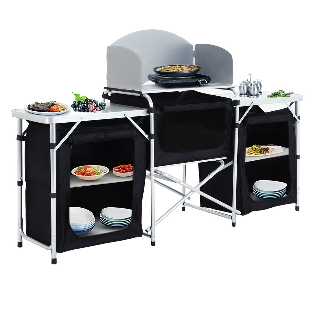 Black Camping Kitchen Stand Portable Storage