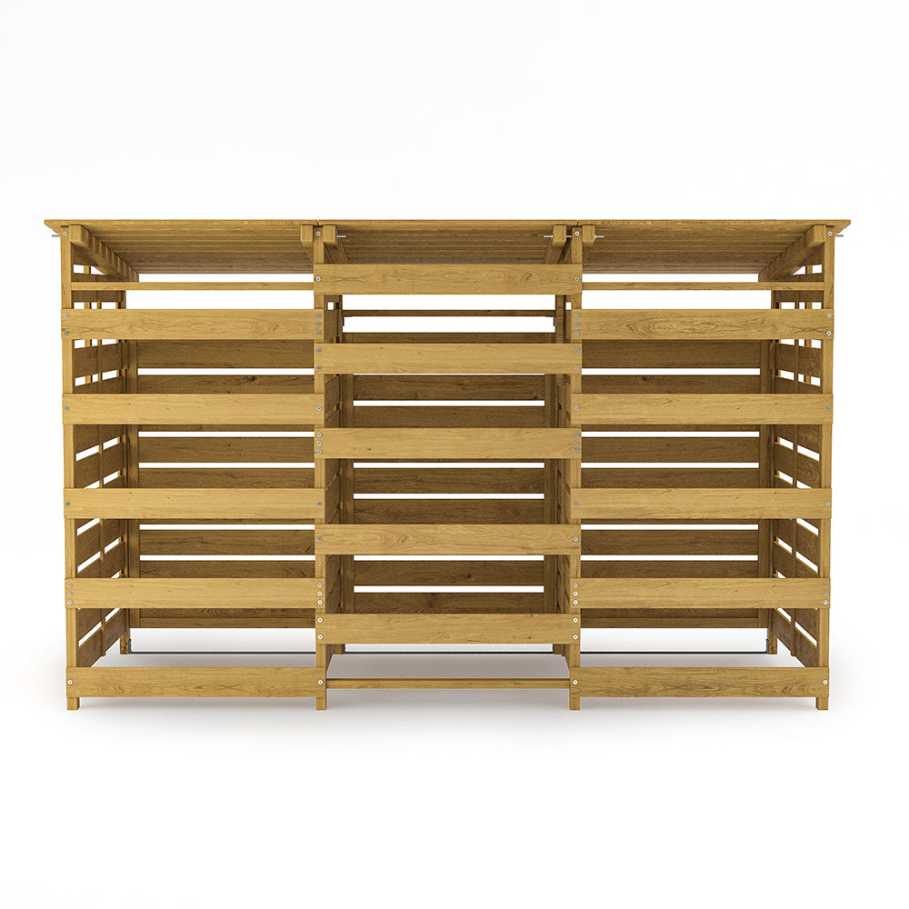 Outdoor Spruce Wood Trash Can Storage Shed