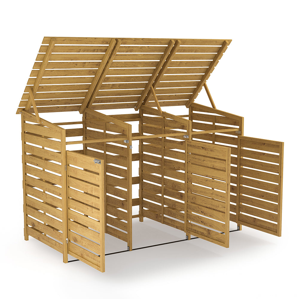 Outdoor Spruce Wood Trash Can Storage Shed