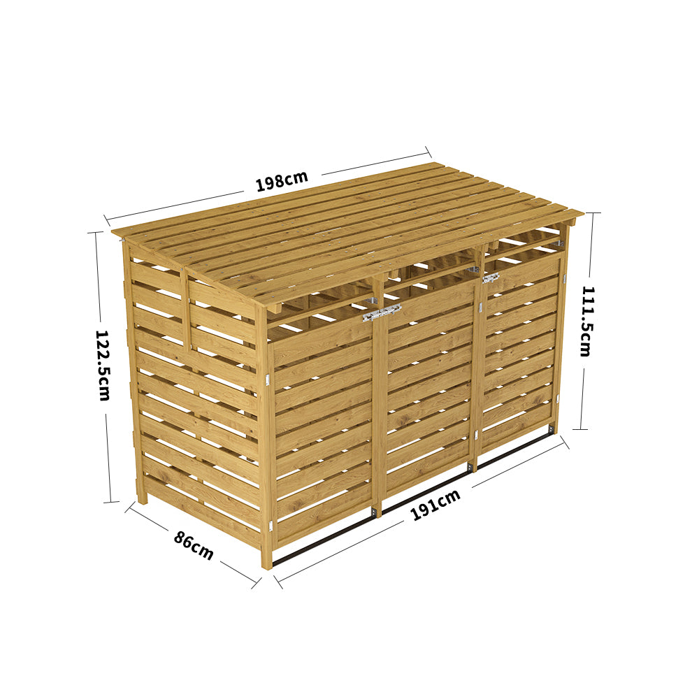 Outdoor Spruce Wood Trash Can Storage Shed