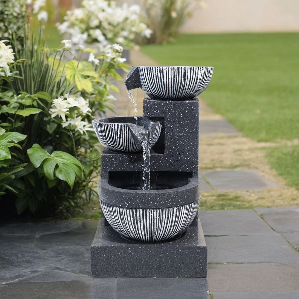 3-Tierd Solar Powered Garden Water Fountain Rockery Decorated