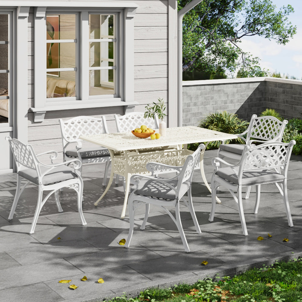 Black/ White Retro Set of 2 Cast Aluminum Garden Chairs