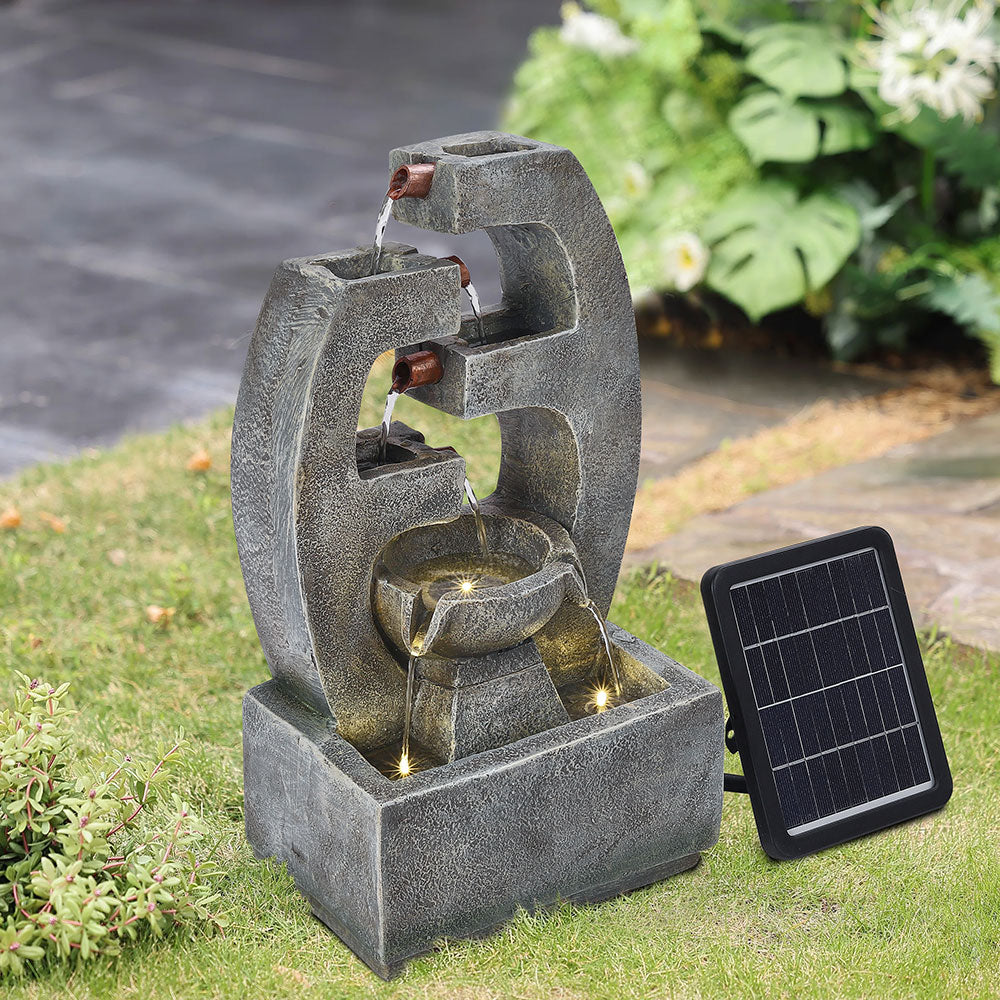 Resin Tiered Solar Water Fountain