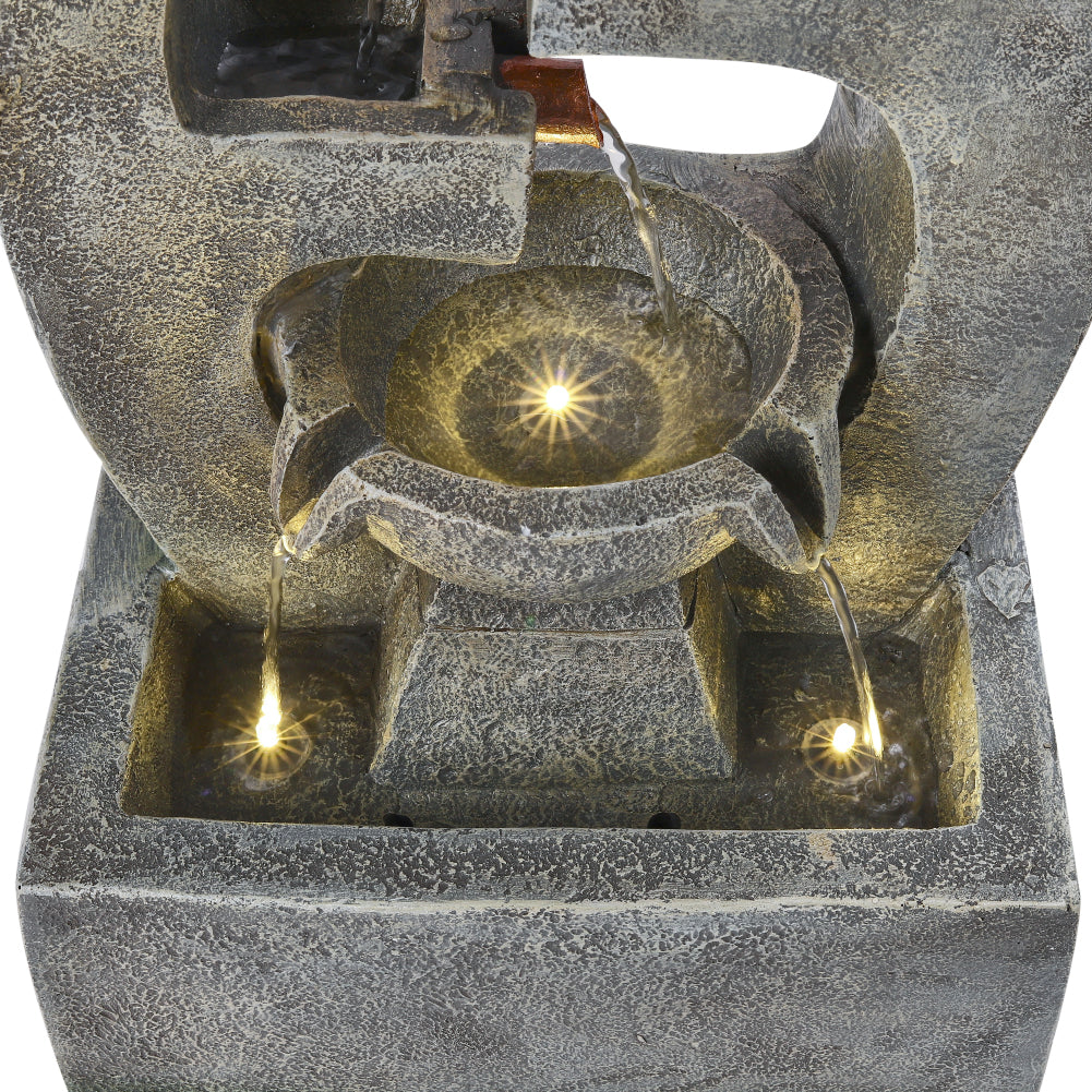 Resin Tiered Solar Water Fountain