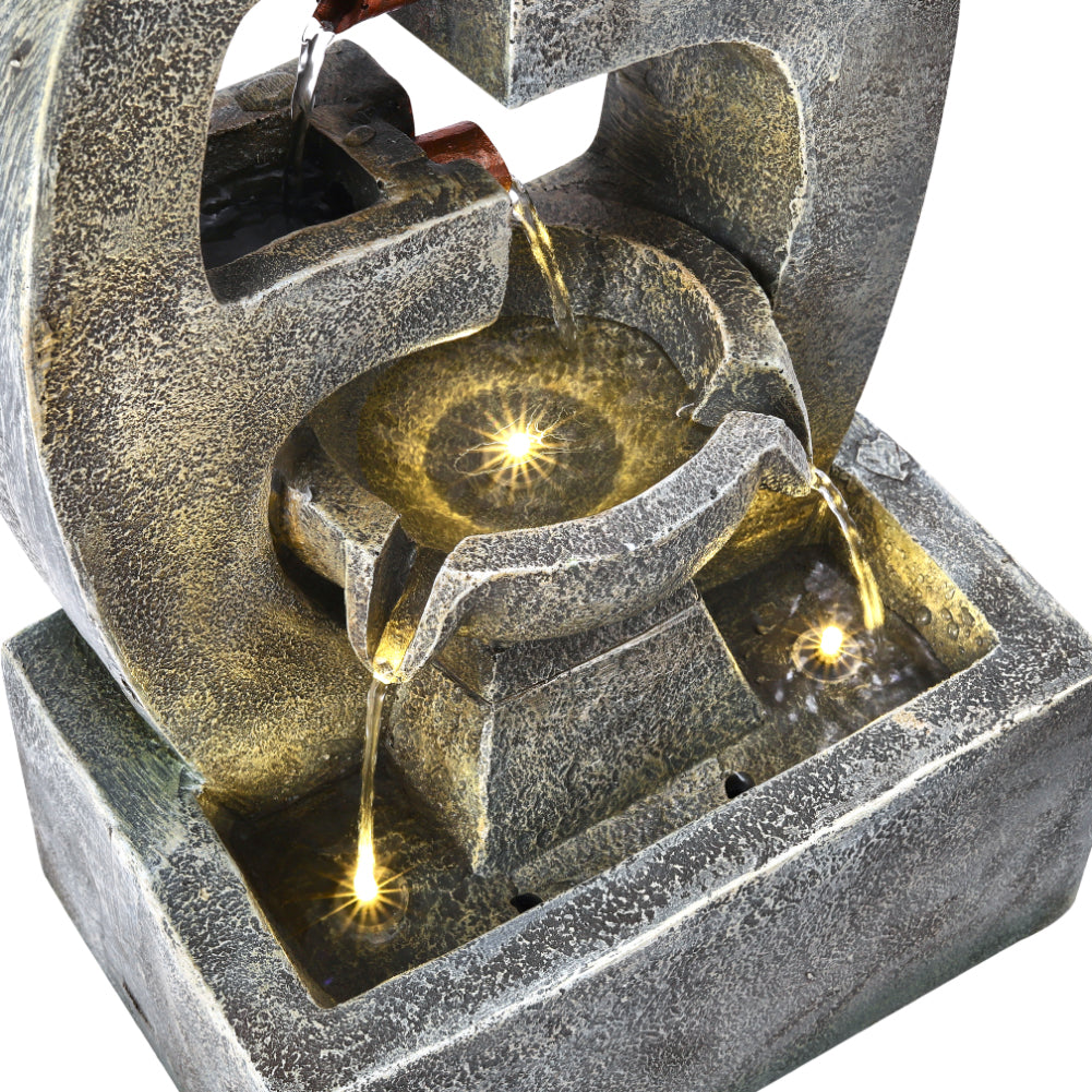 Resin Tiered Solar Water Fountain