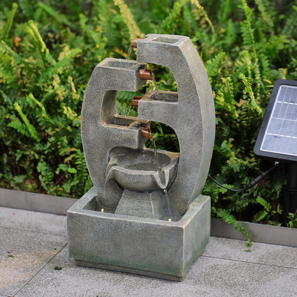 Resin Tiered Solar Water Fountain