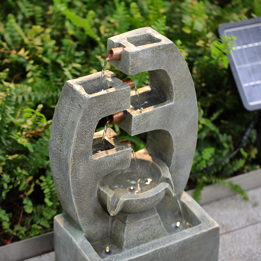 Resin Tiered Solar Water Fountain