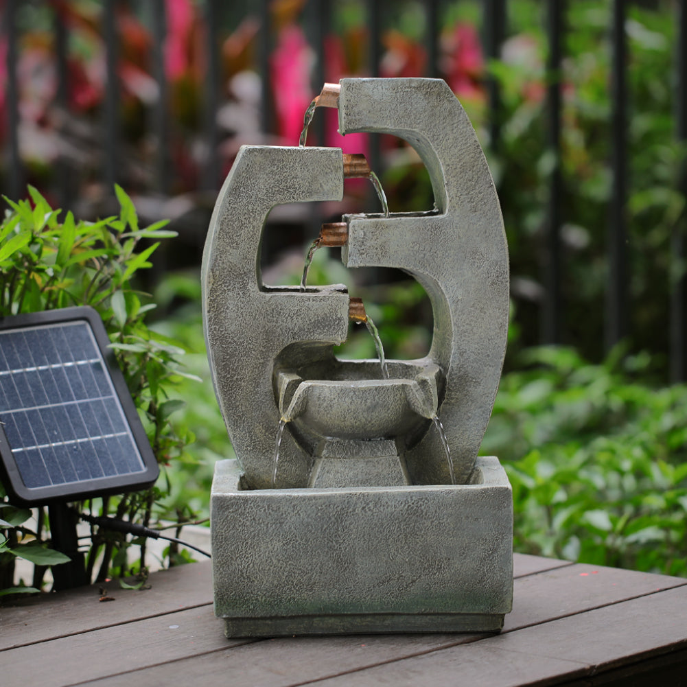 Resin Tiered Solar Water Fountain