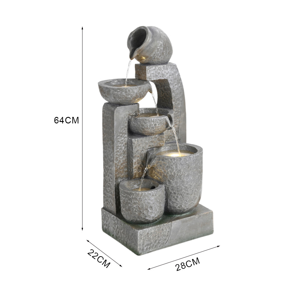 Cascade Solar-powered Water Fountain for Outdoors