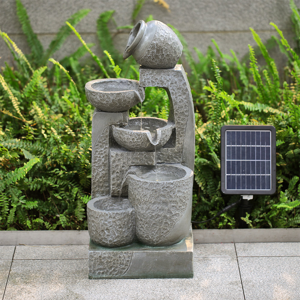 Cascade Solar-powered Water Fountain for Outdoors