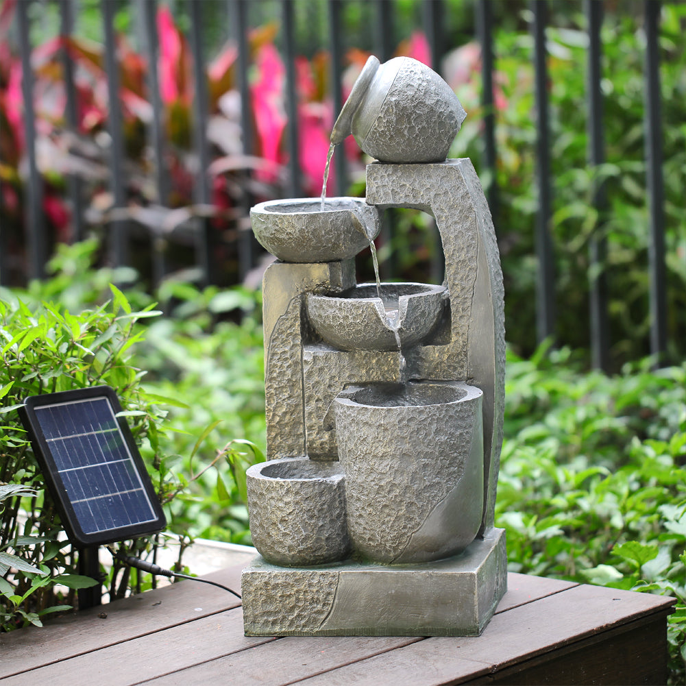 Cascade Solar-powered Water Fountain for Outdoors
