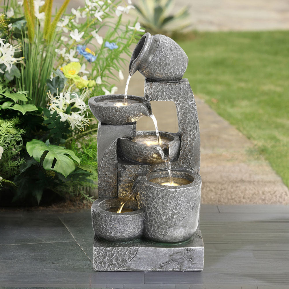Cascade Solar-powered Water Fountain for Outdoors