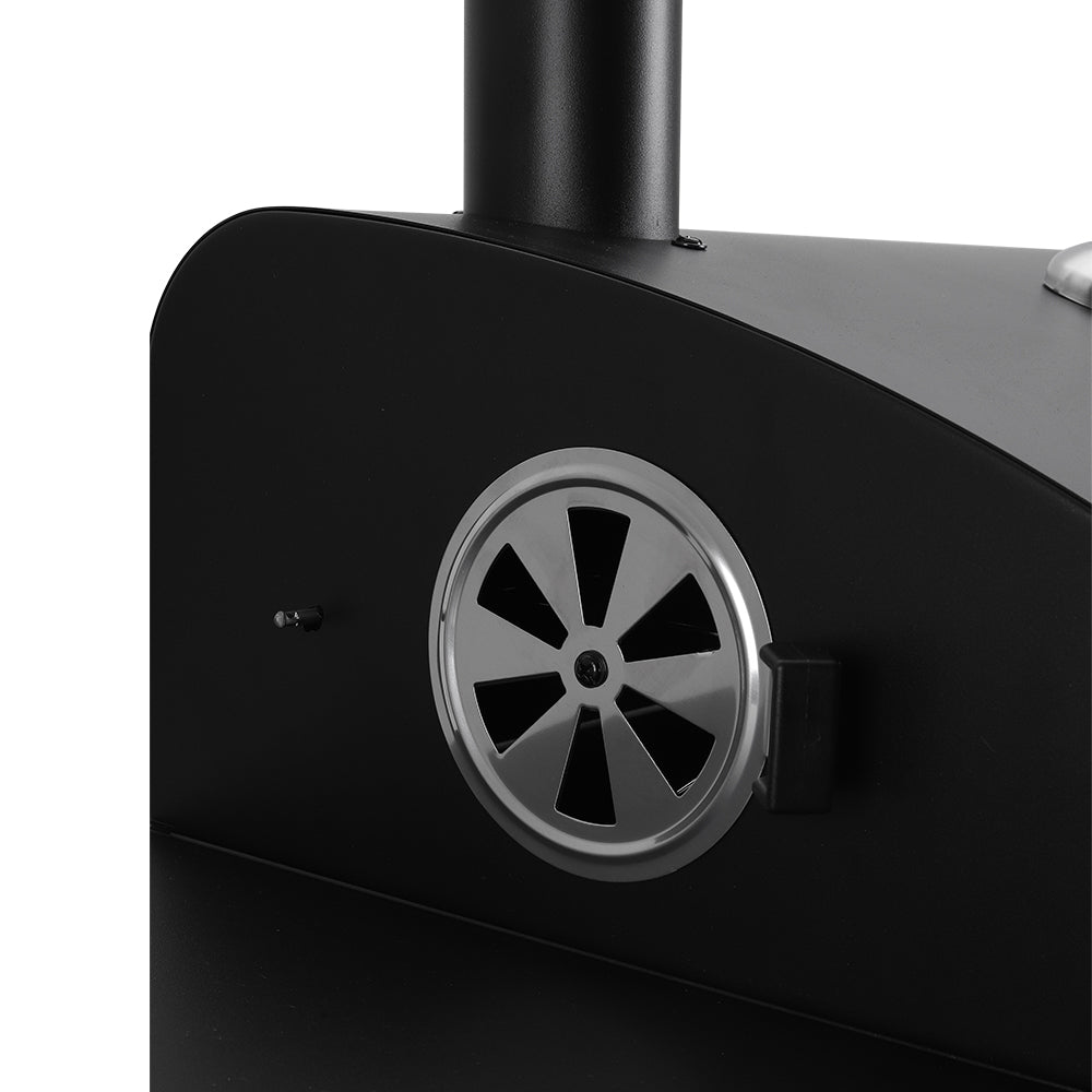 Black Outdoor Charcoal Grill with Smoke Stack
