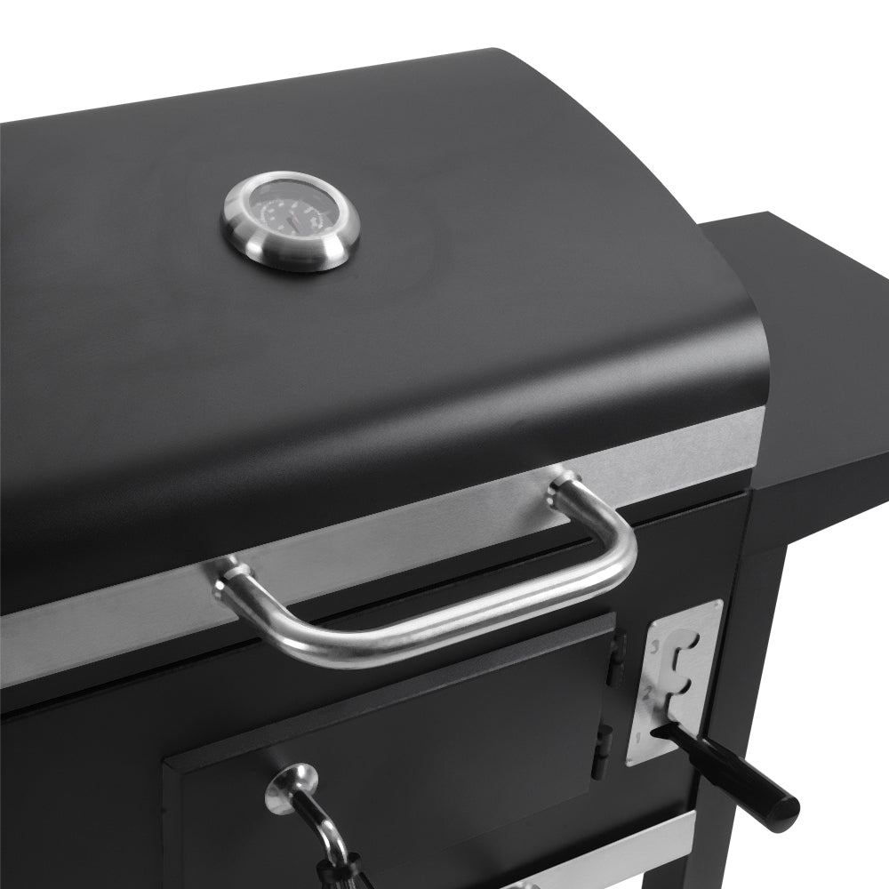 Black Outdoor Charcoal Grill with Smoke Stack