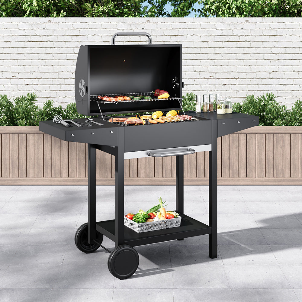 Black Steel Outdoor Garden Charcoal Grill