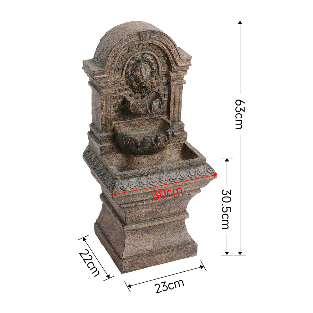 63CM Height Solar-Powered Garden Cascading Water Fountain with LED Light