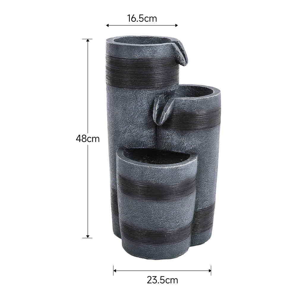 48CM Height Solar-Powered Garden Cascading Water Fountain with LED Light