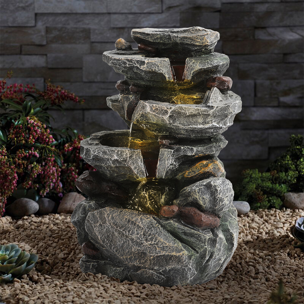 Outdoor Solar-Powered Water Fountain Rockery Decor