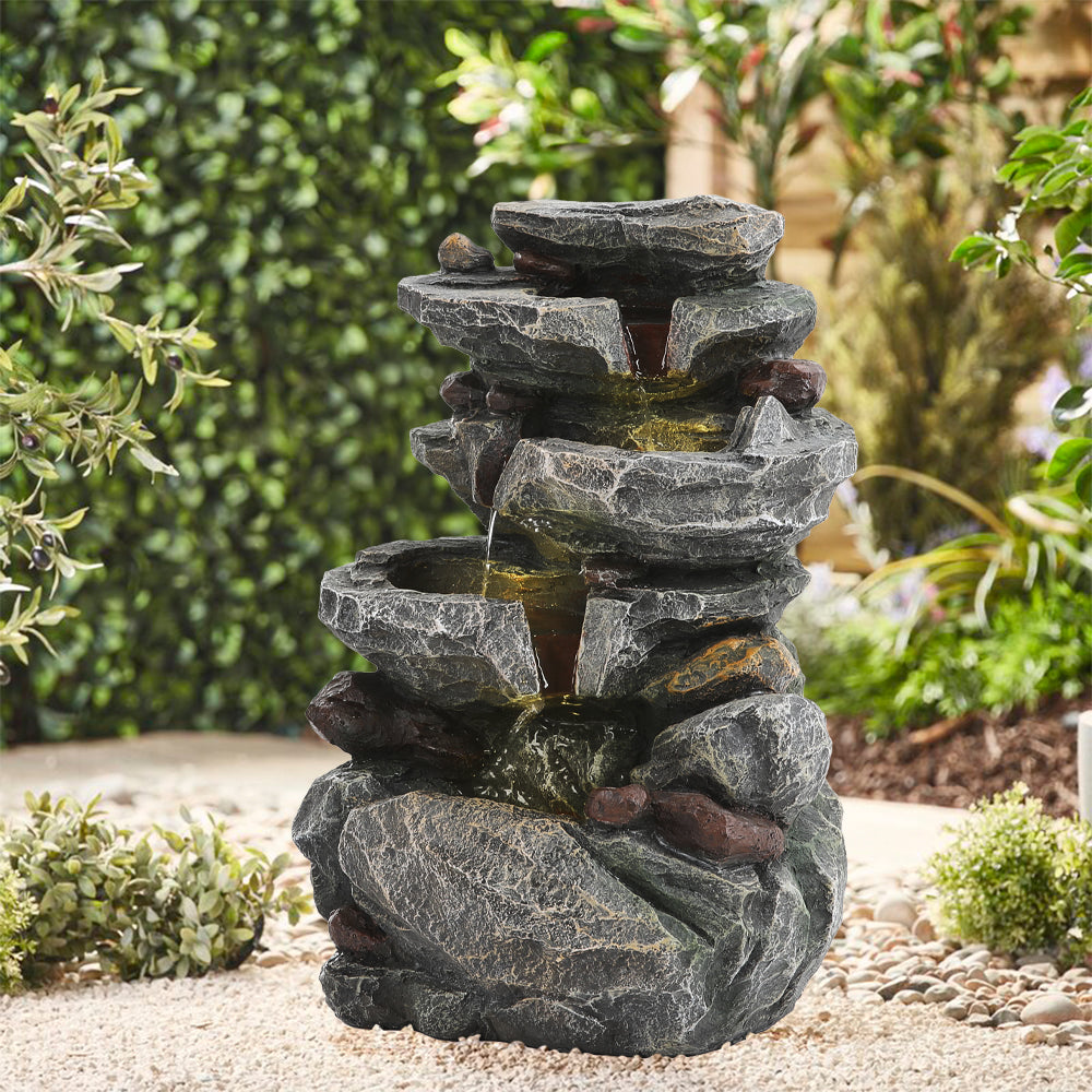 Outdoor Solar-Powered Water Fountain Rockery Decor