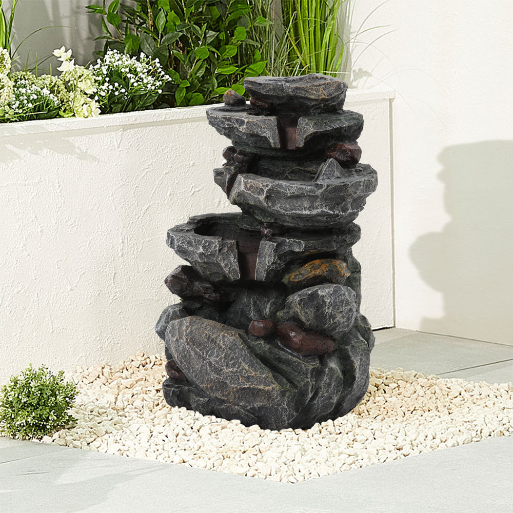 Outdoor Solar-Powered Water Fountain Rockery Decor