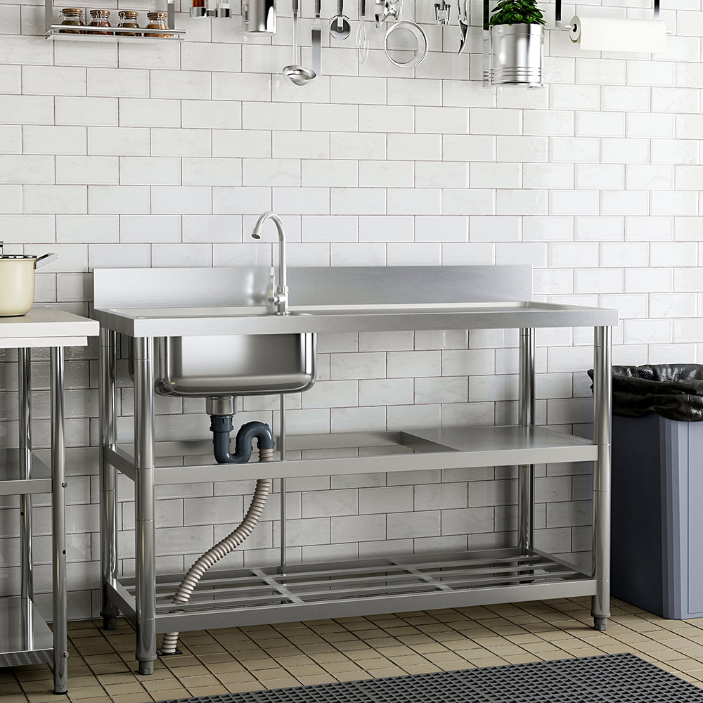 Durable Stainless Steel Sink with Side Drainer