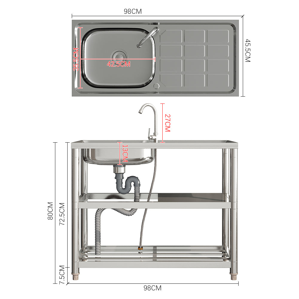 Stainless Steel One Compartment Sink