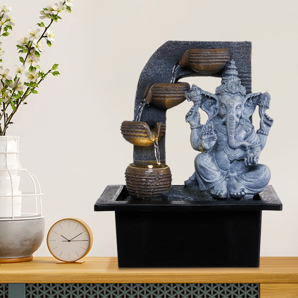 Indoor Tabletop Fountain Ganesha Decor