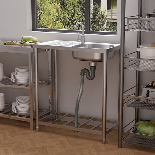 Industrial Stainless Steel Wash Sink with Drainboard