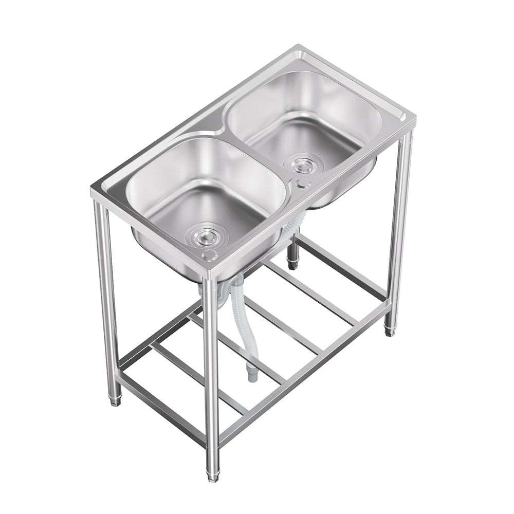 Stainless Steel 2 Compartments Commercial Sink