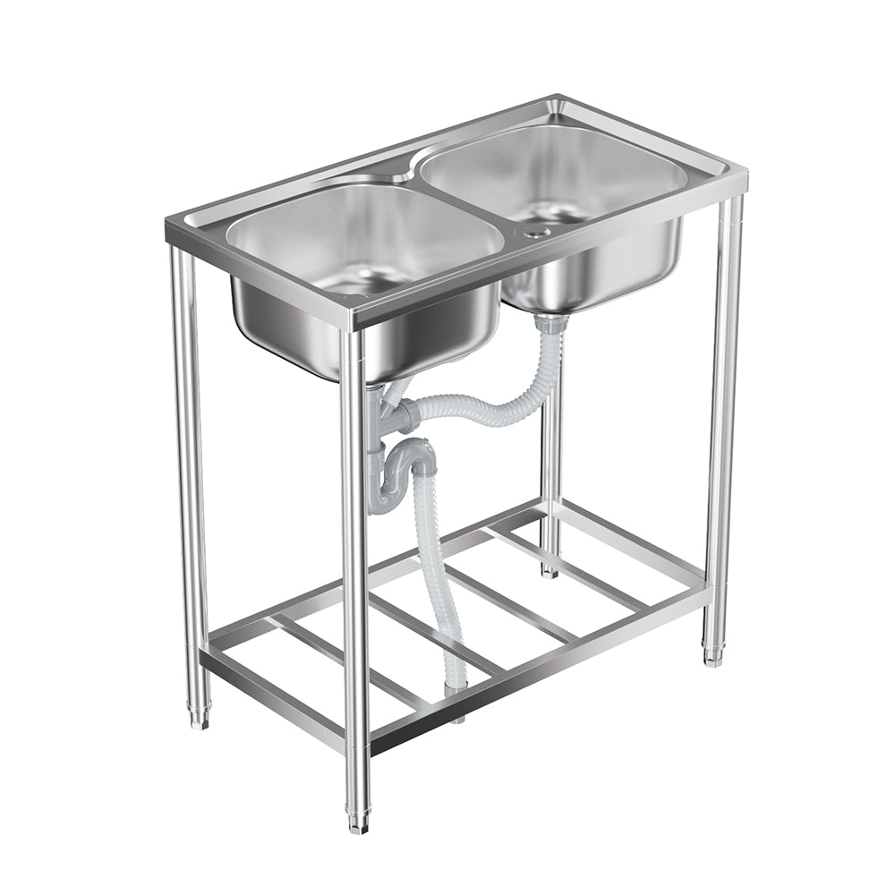 Stainless Steel 2 Compartments Commercial Sink
