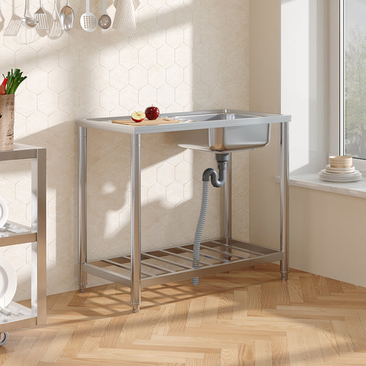 201 Stainless Steel Commercial Sink with Drainboard