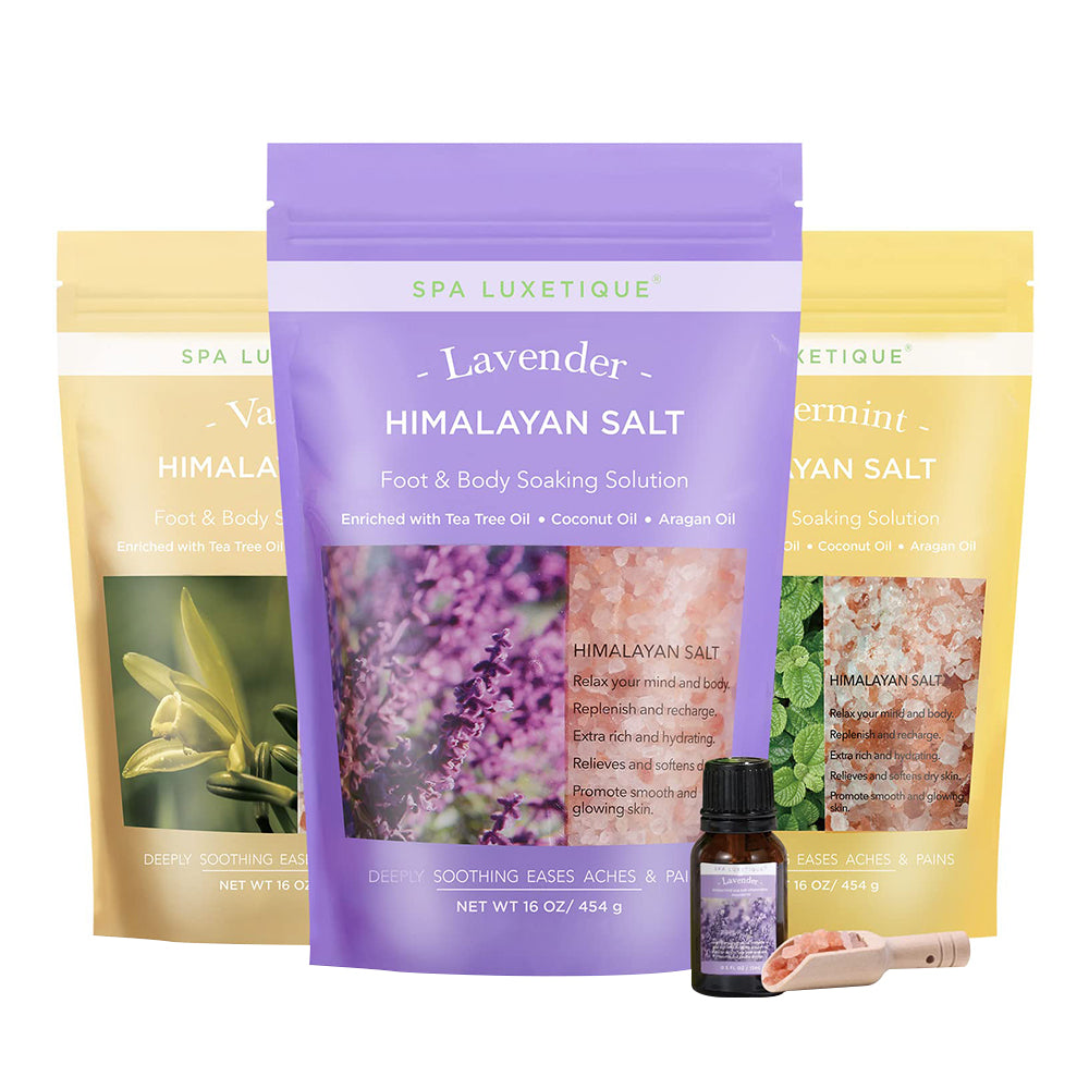 3 Pcs Bath Epsom Salts with Himalayan Bath Salt Set